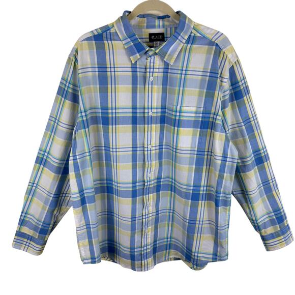 Children's Place Dad And Me Plaid 100% Cotton Long Sleeve Button Up Men's Sz XL - Picture 1 of 4